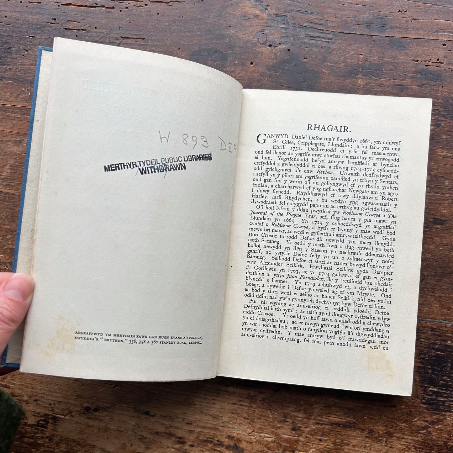 Anturiaethau Robinson Crusoe - 1928 (Preloved)