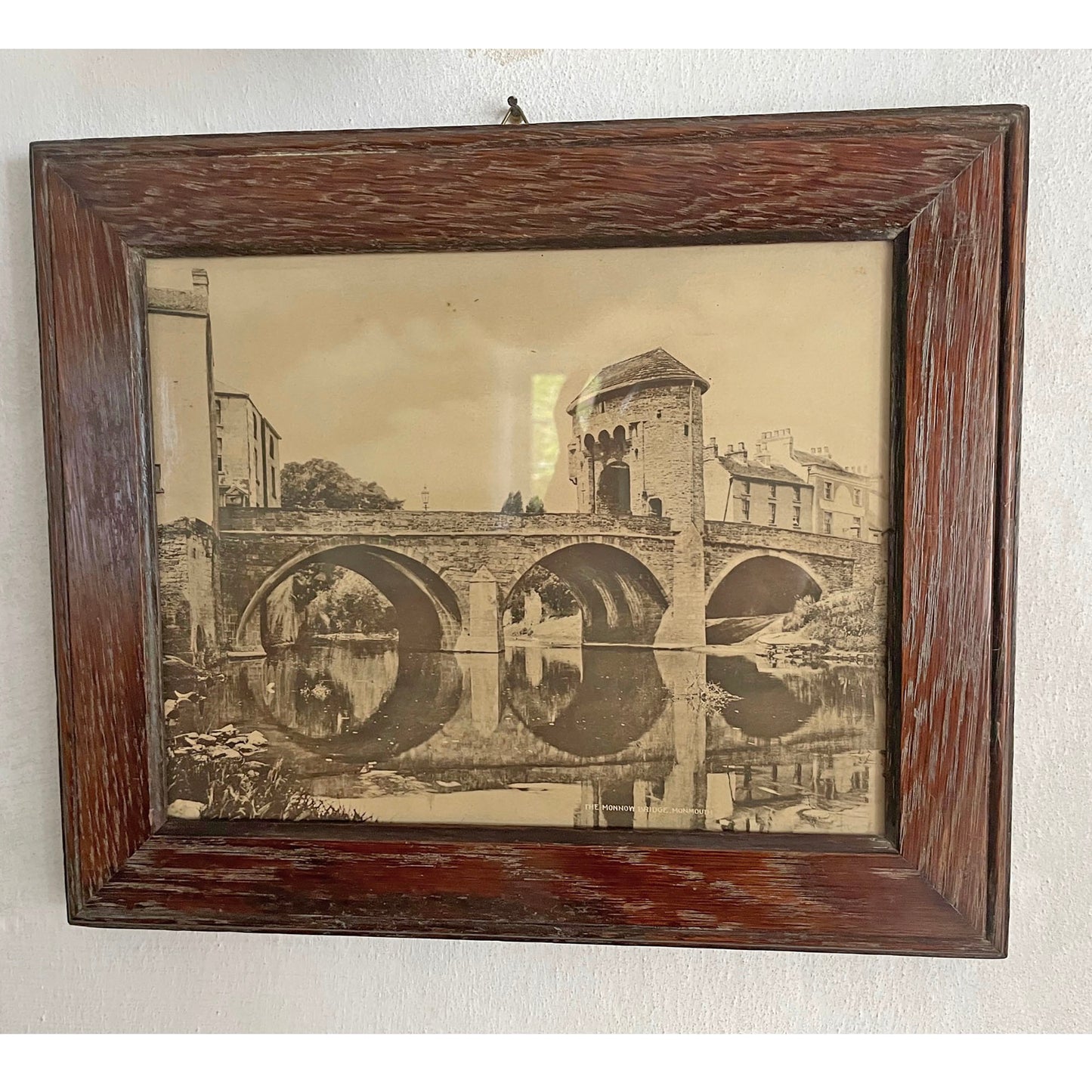 Original Antique Photograph - Solid Oak Frame - Monnow Bridge, Monmouth / Trefynwy (Preloved)