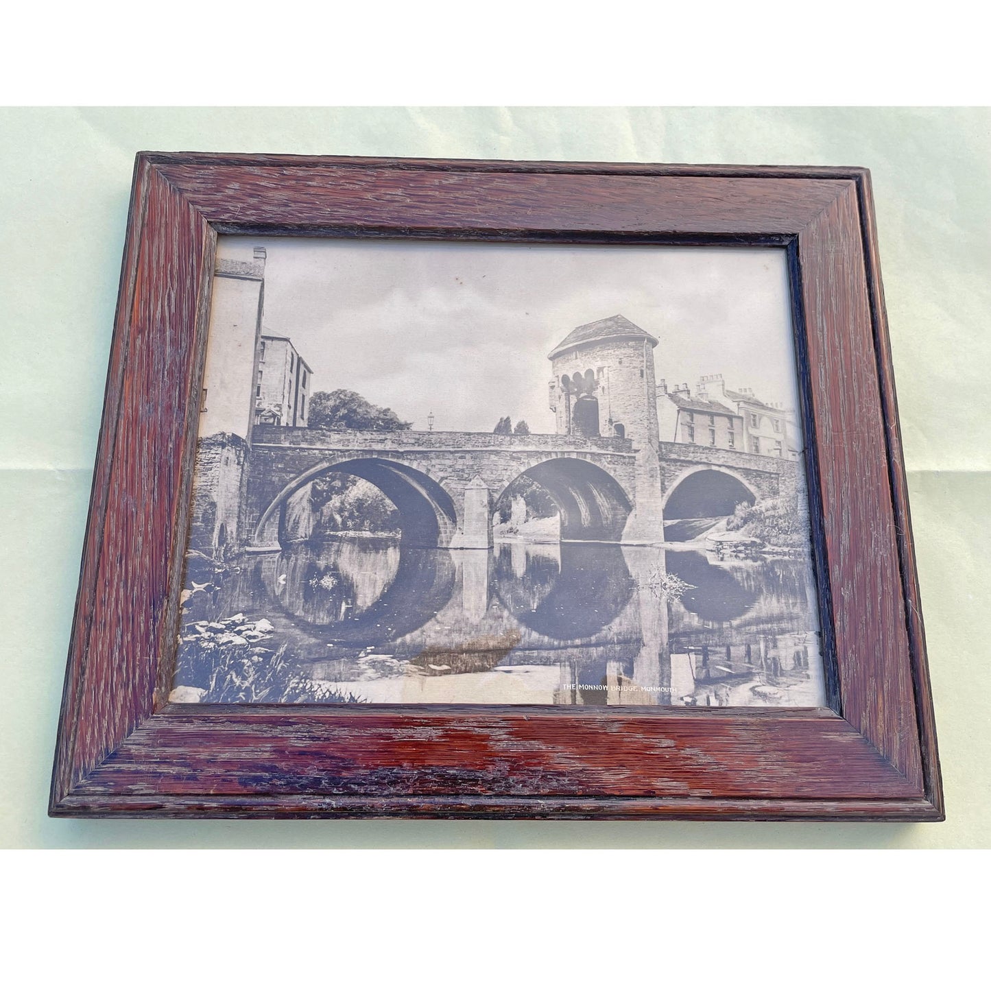 Original Antique Photograph - Solid Oak Frame - Monnow Bridge, Monmouth / Trefynwy (Preloved)