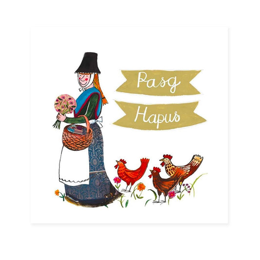 Card - Welsh Lady - Happy Easter / Pasg Hapus