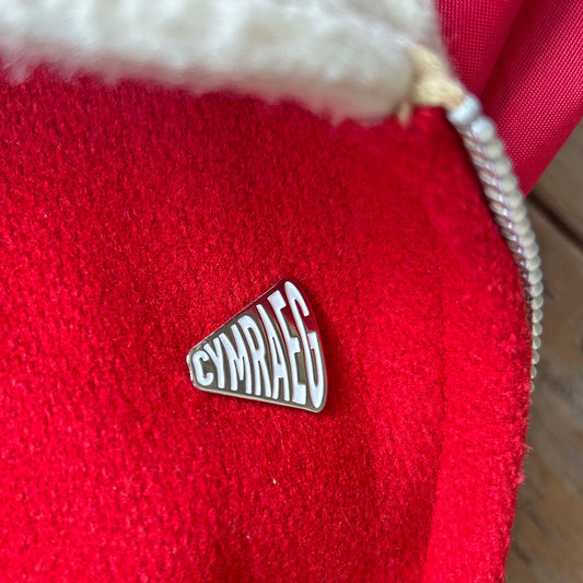 Pin Badge / Brooch - Silver Metal - Welsh Speaker / Cymraeg