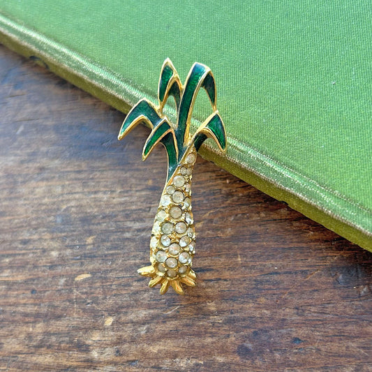 Pin Badge / Brooch - Vintage Enamel Metal Marcasite - Welsh Leek (Preloved)