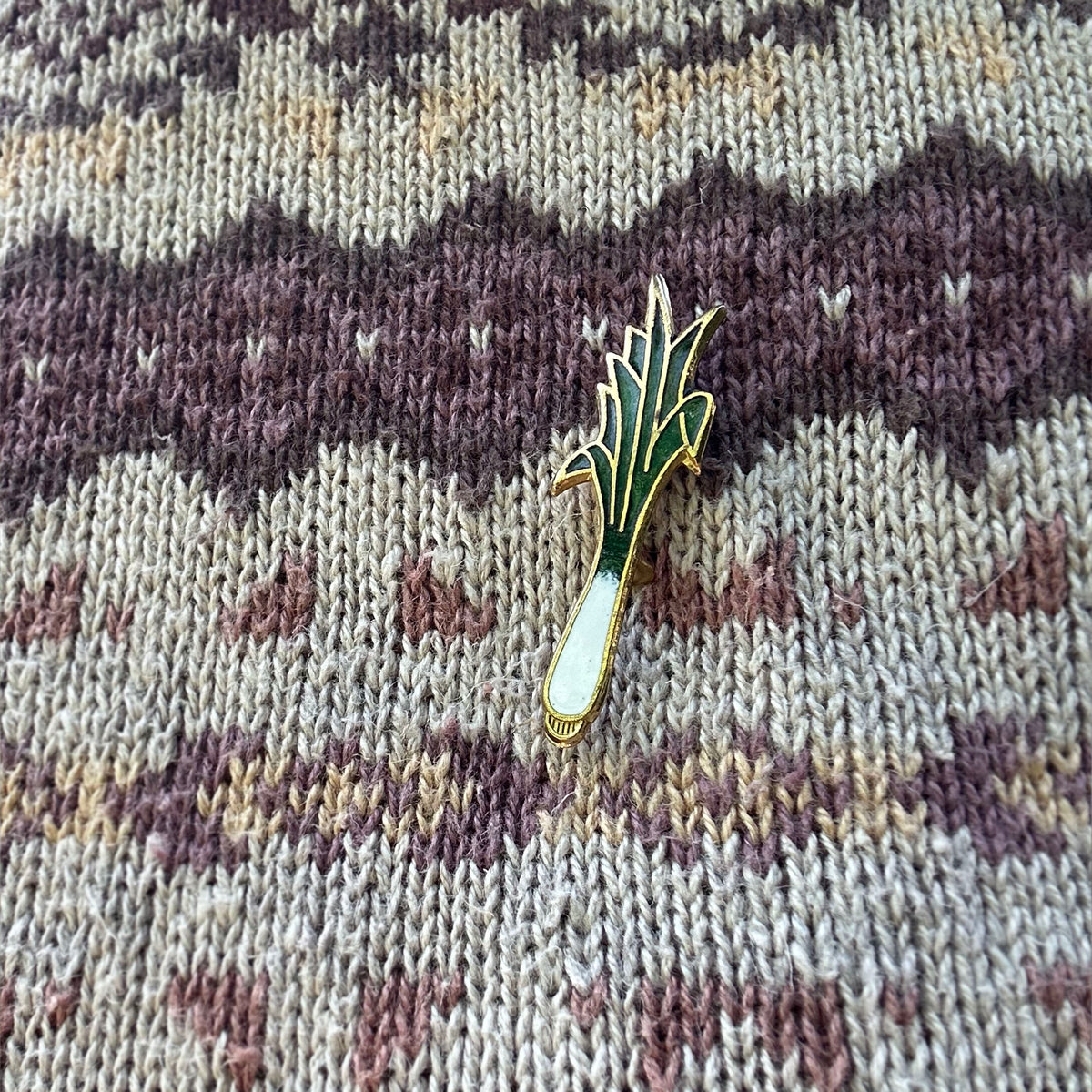 Pin Badge / Brooch - Vintage Enamel Metal - Welsh Leek (Preloved)