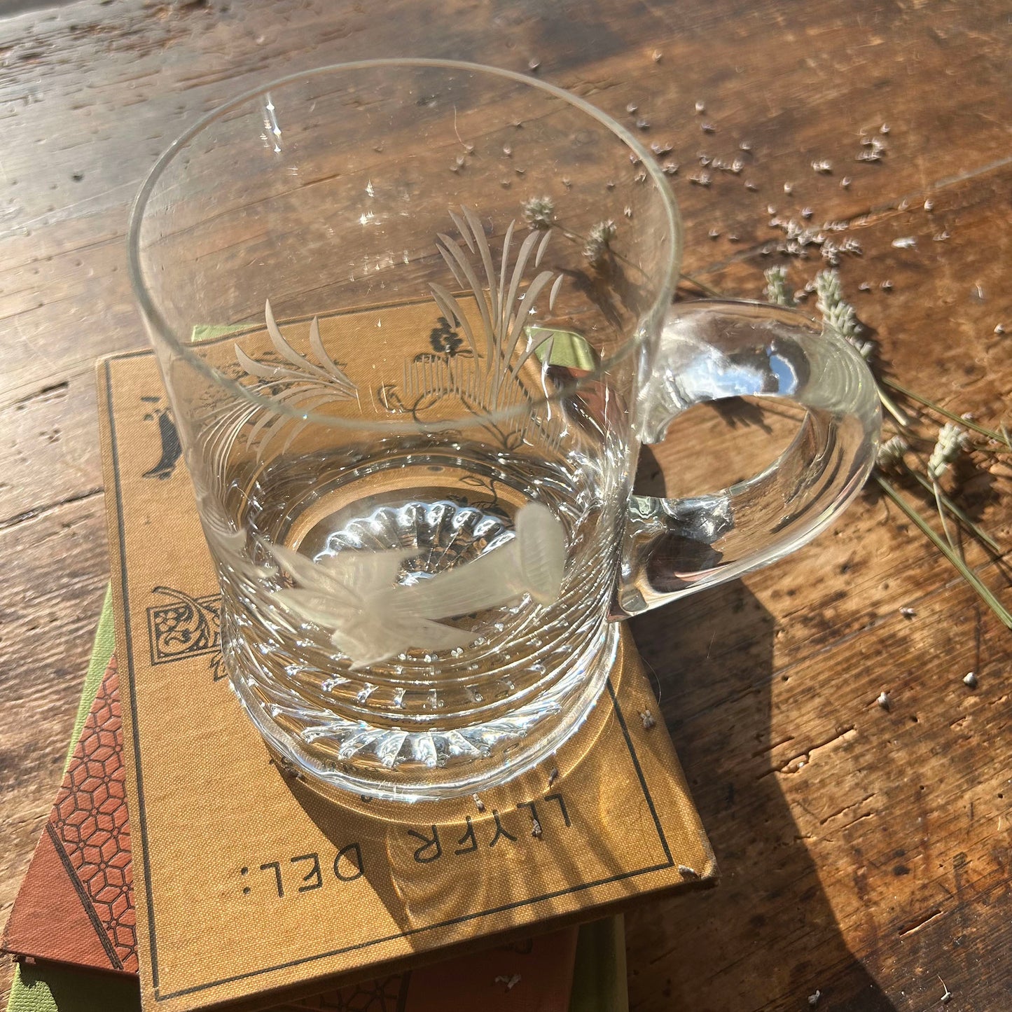 Pint Glass Tankard - Lead Crystal - Daffodil and Leek (Preloved)