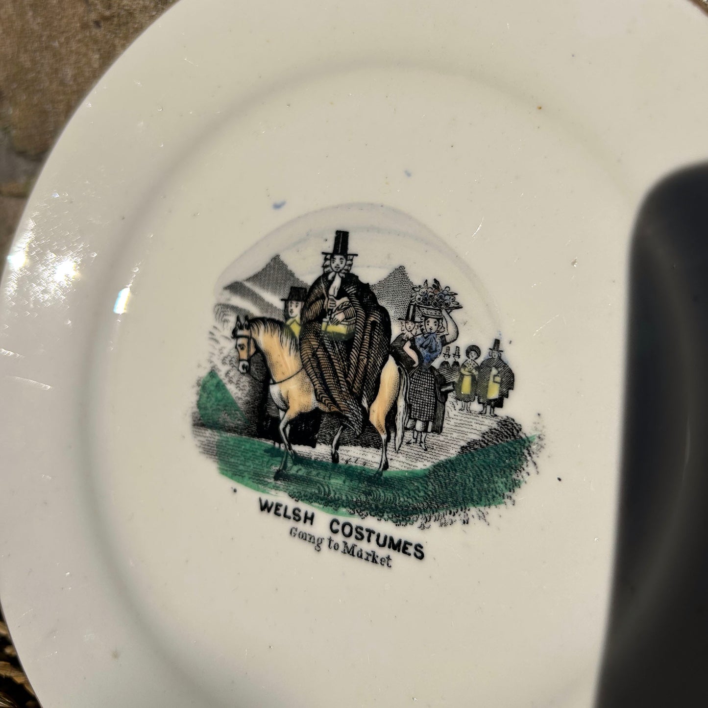 Plate - Welsh Costumes Going to Market - Antique Victorian Souvenir