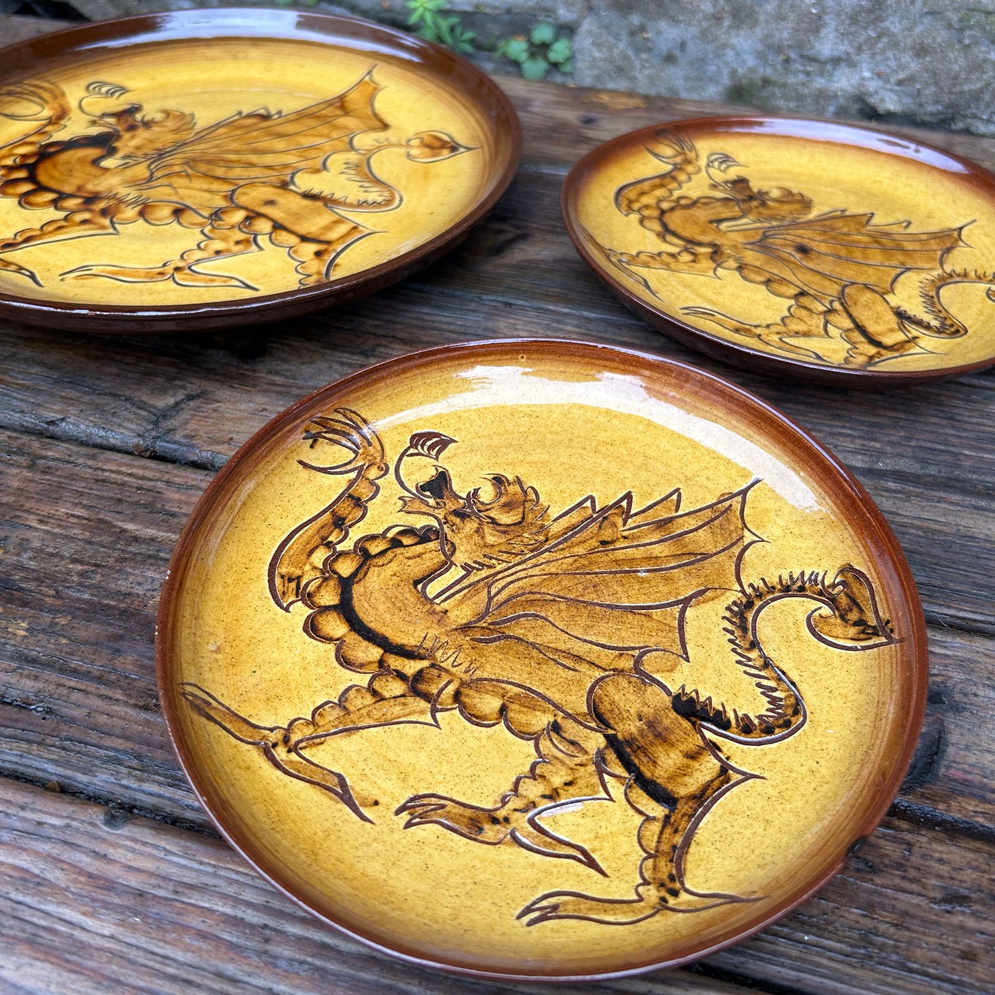 Plates - Welsh Dragon - Teifi Pottery - Vintage (Preloved)