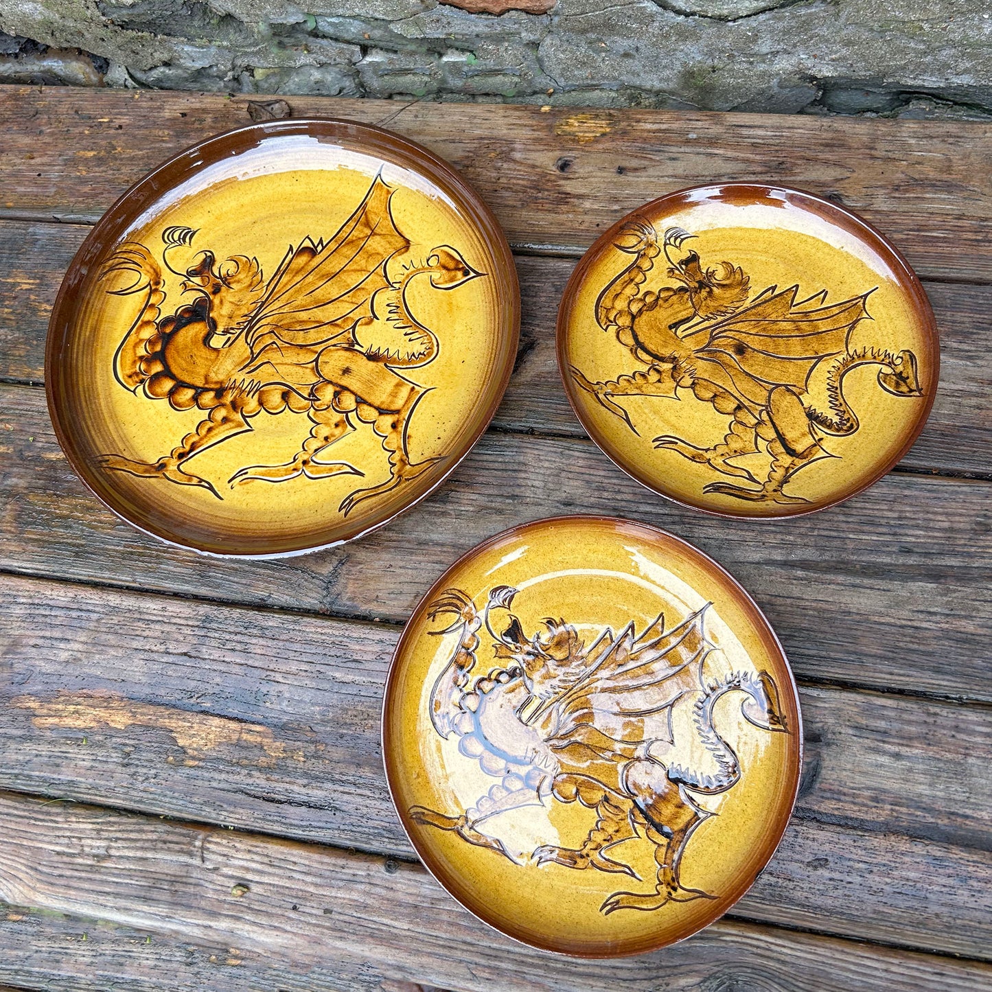 Plates - Welsh Dragon - Teifi Pottery - Vintage (Preloved)