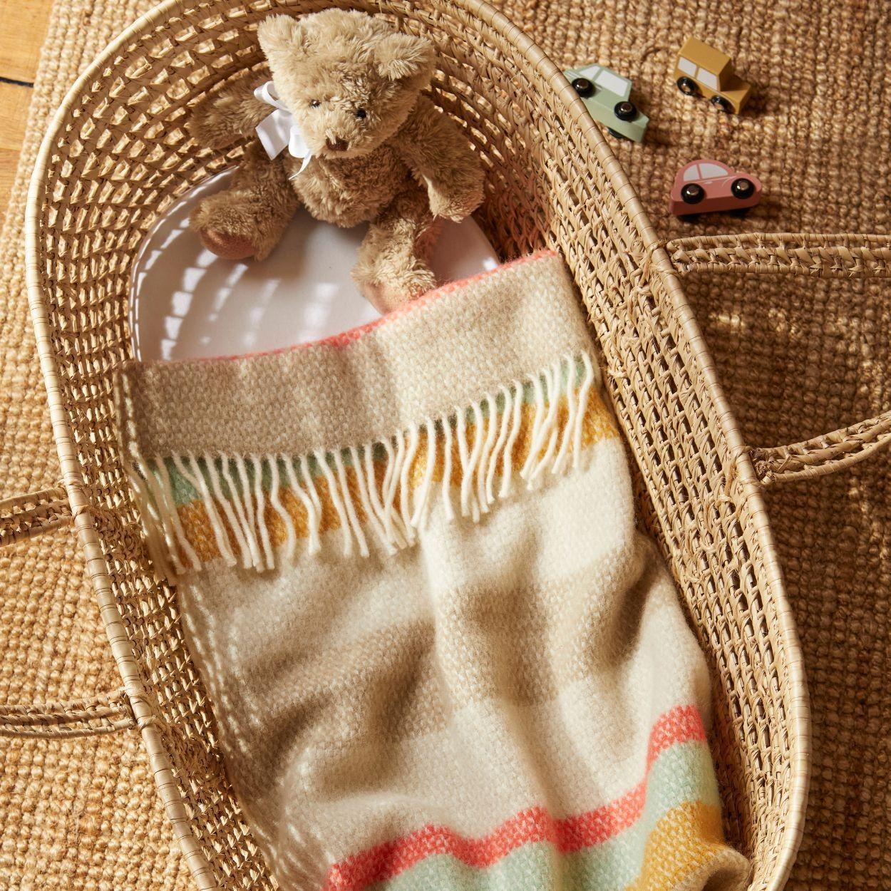 Baby Pram Blanket - New Wool - Illusion Stripe Spring