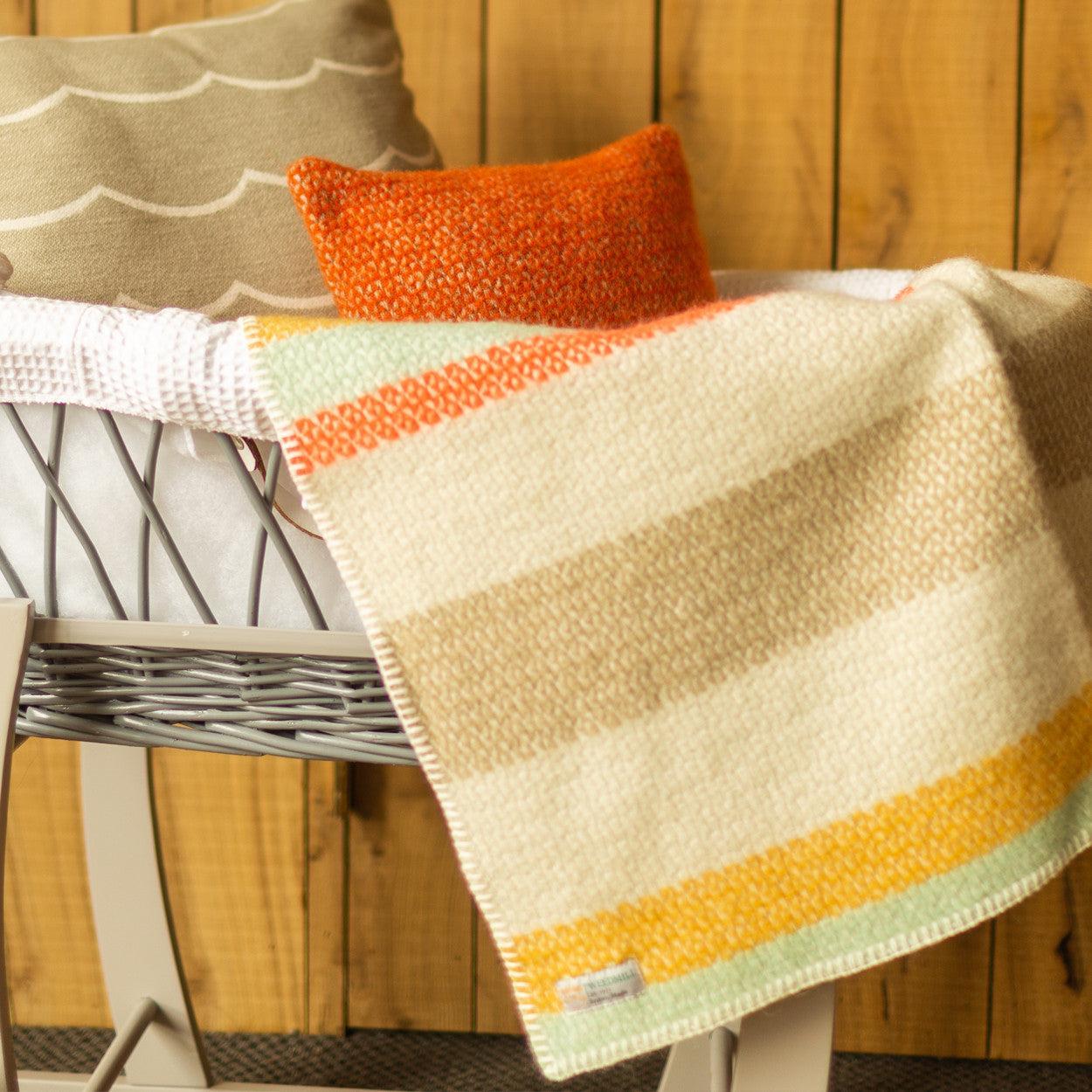 Baby Pram Blanket - New Wool - Illusion Stripe Spring