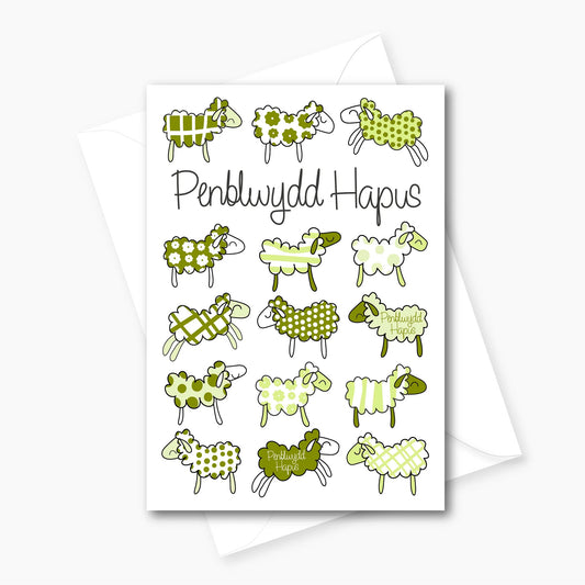 Card - Happy Birthday / Penblwydd Hapus - Sheep