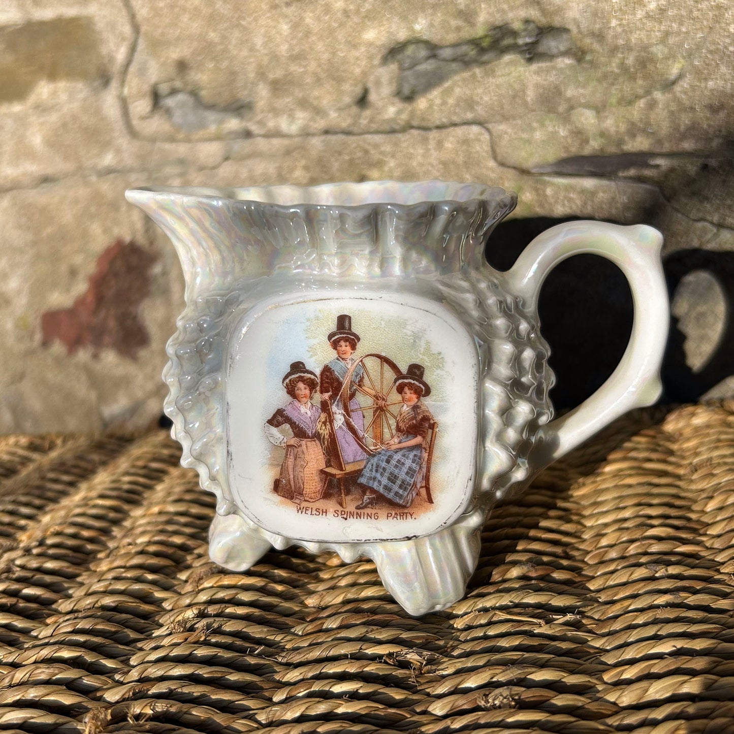 Shell Jug - Welsh Costumes - Welsh Spinning Party - Antique Souvenir (Preloved)