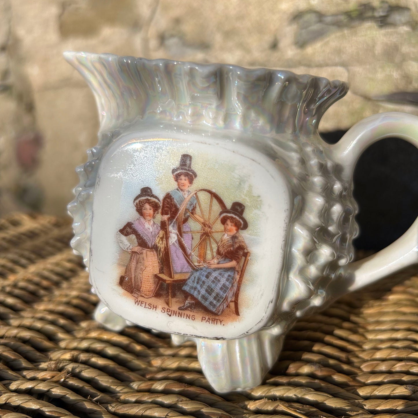Shell Jug - Welsh Costumes - Welsh Spinning Party - Antique Souvenir (Preloved)