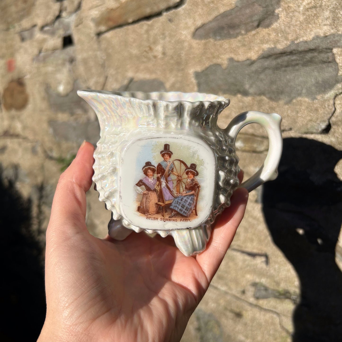 Shell Jug - Welsh Costumes - Welsh Spinning Party - Antique Souvenir (Preloved)
