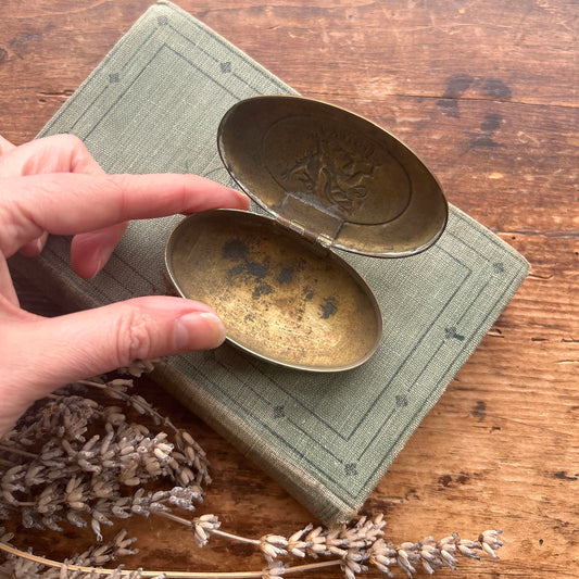 Snuff Box / Brass Oval Tin - Welsh Miner's - Cymru Dragon (Preloved)