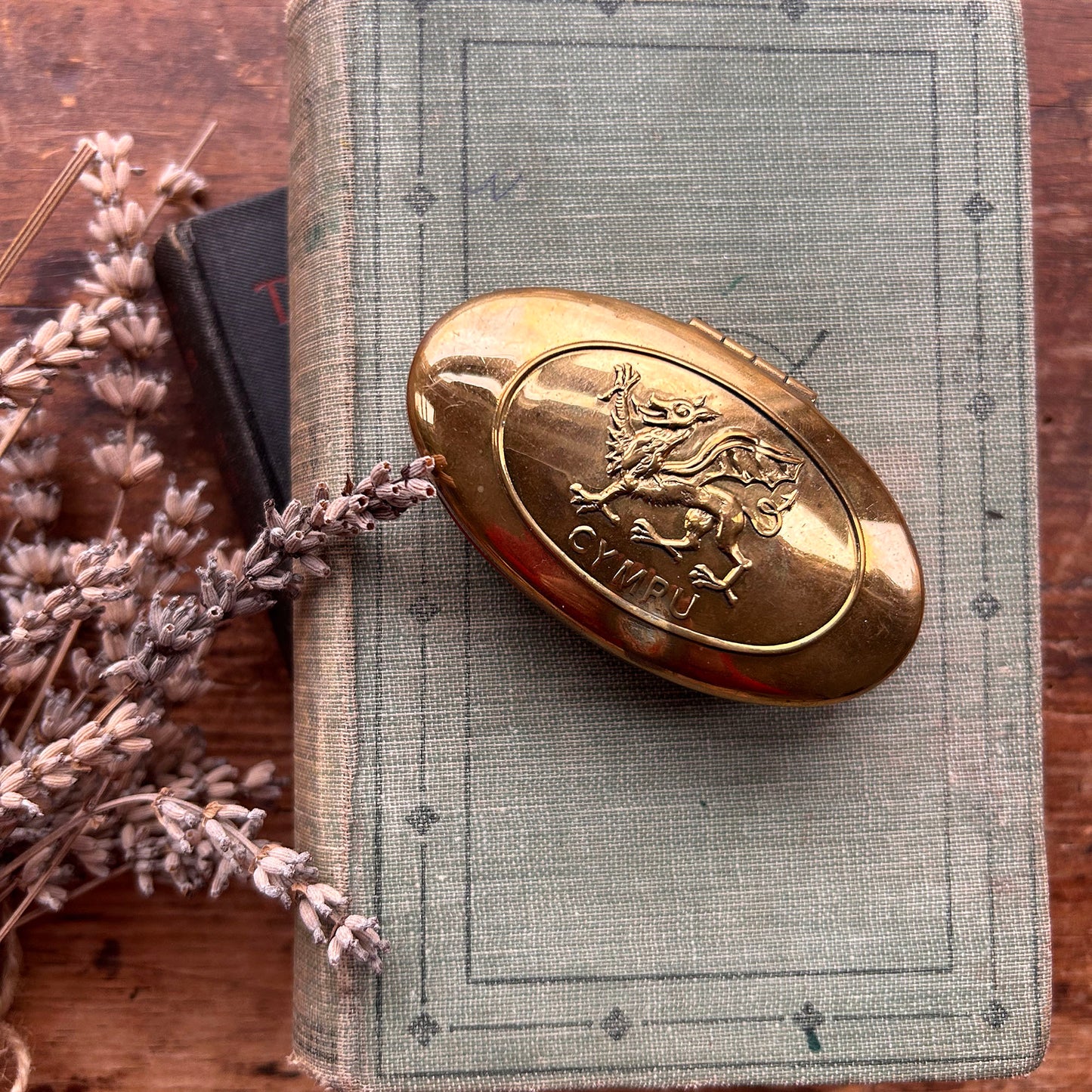 Snuff Box / Brass Oval Tin - Welsh Miner's - Cymru Dragon (Preloved)