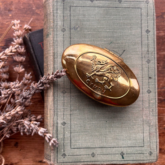 Snuff Box / Brass Oval Tin - Welsh Miner's - Cymru Dragon (Preloved)
