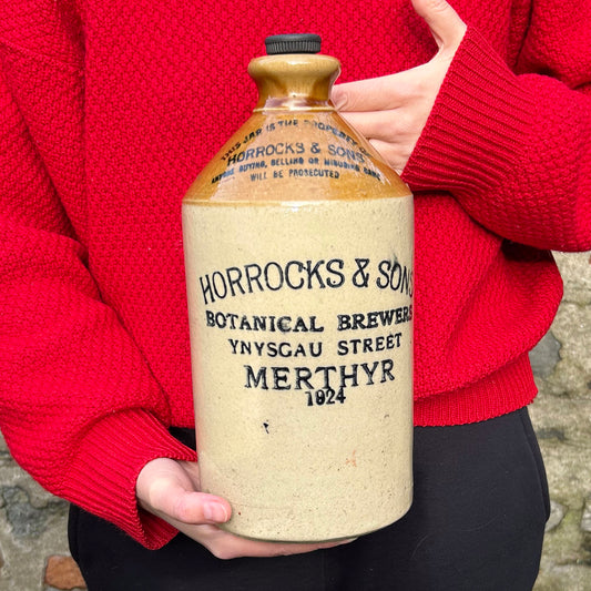 Stoneware Bottle / Flagon - Horrocks & Sons Merthyr - Botanical Brewery Antique 1924 (Preloved)