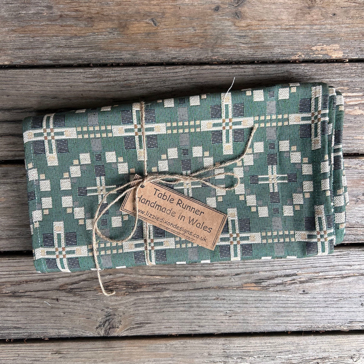 Table Runner - Welsh Tapestry Cross - Evergreen