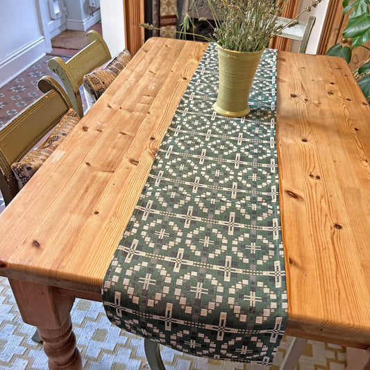 Table Runner - Welsh Tapestry Cross - Evergreen