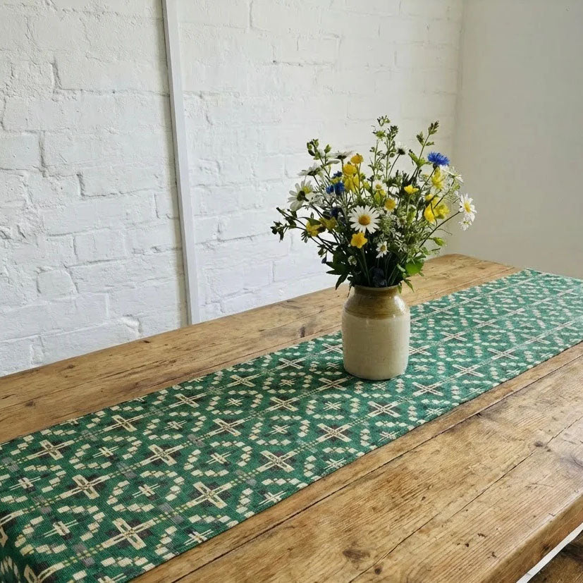 Table Runner - Welsh Tapestry Cross - Evergreen
