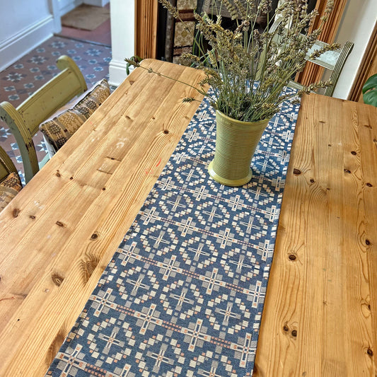 Table Runner - Welsh Tapestry Cross - Navy Blue