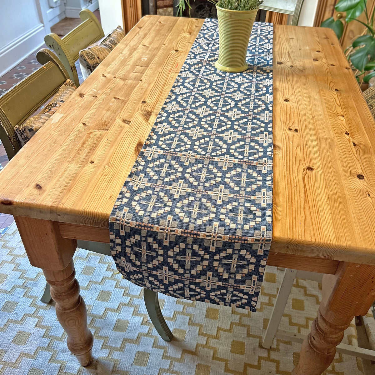Table Runner - Welsh Tapestry Cross - Navy Blue