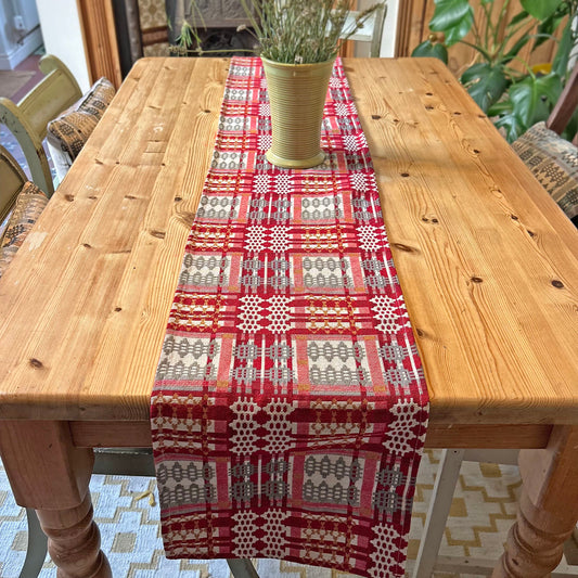 Table Runner - Welsh Tapestry Design - Christmas Red