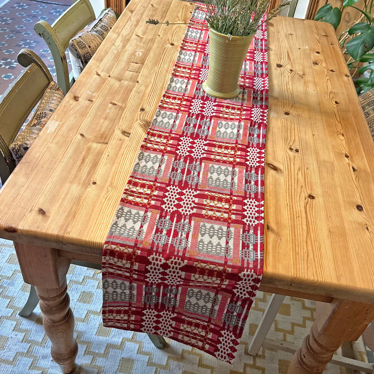 Table Runner - Welsh Tapestry Design - Christmas Red