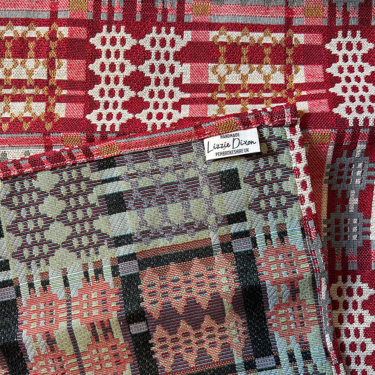 Table Runner - Welsh Tapestry Design - Christmas Red