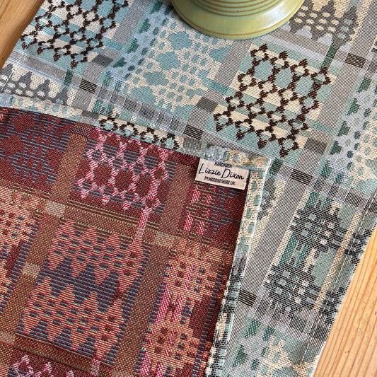 Table Runner - Welsh Tapestry Design - Sea Blue & Driftwood