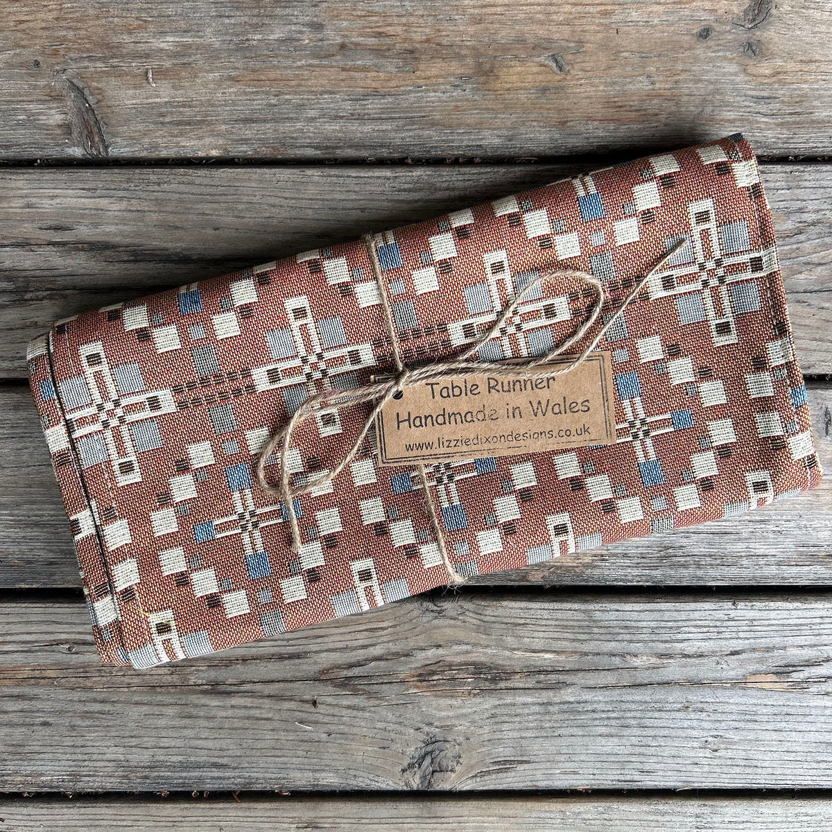 Table Runner - Welsh Tapestry Design - Terracotta Brown