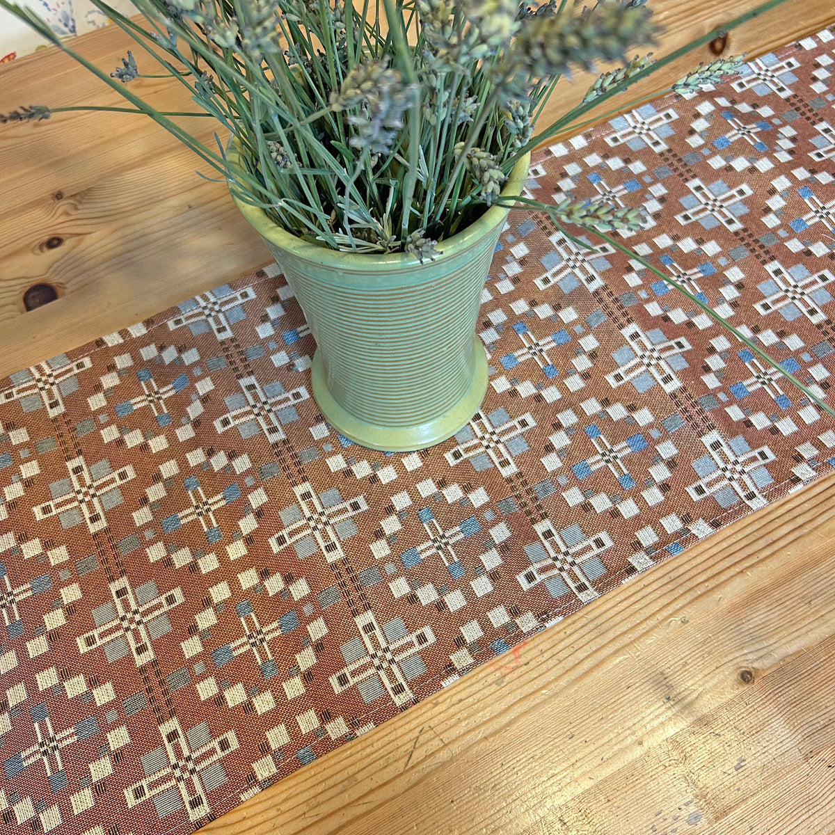 Table Runner - Welsh Tapestry Design - Terracotta Brown