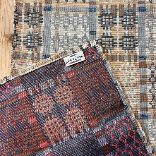 Table Runner - Welsh Tapestry Design - Terracotta & Stone