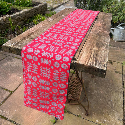 Table Runner - Welsh Tapestry Woven - Red