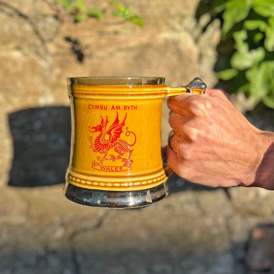 Tankard / Beer Mug - Vintage - Cymru am Byth / Iechyd Da (Preloved)