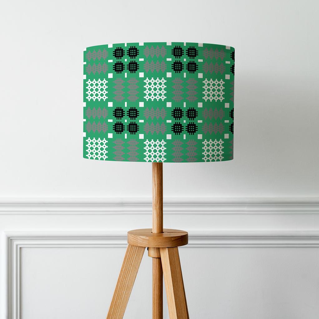 Lamp Shade - Welsh Tapestry Print - Green - Choose Size