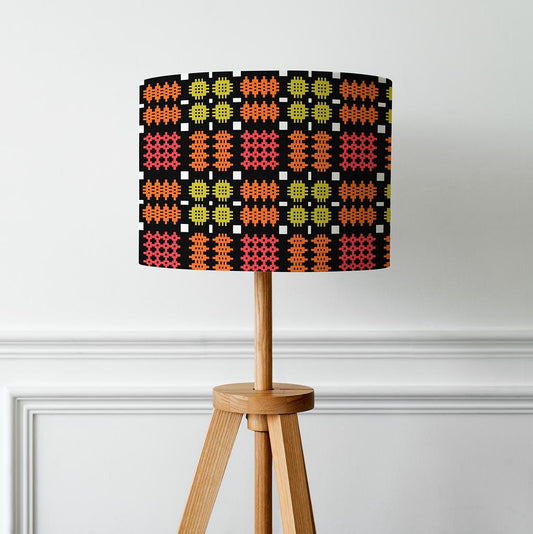 Lamp Shade - Welsh Tapestry Print - Liquorice - Choose Size