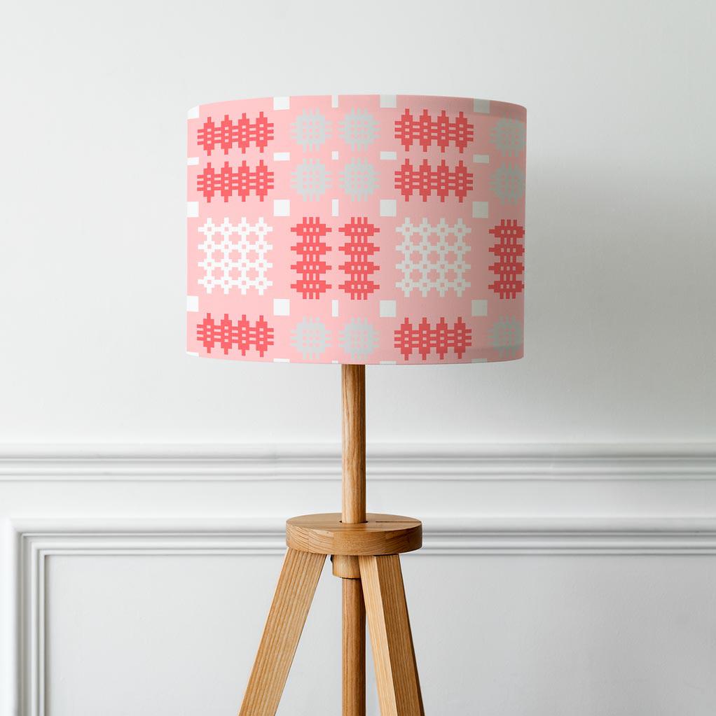 Lamp Shade - Welsh Tapestry Print - Pink - Choose Size
