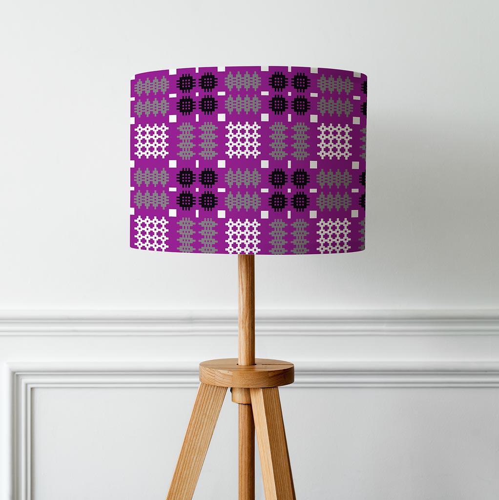 Lamp Shade - Welsh Tapestry Print - Purple - Choose Size