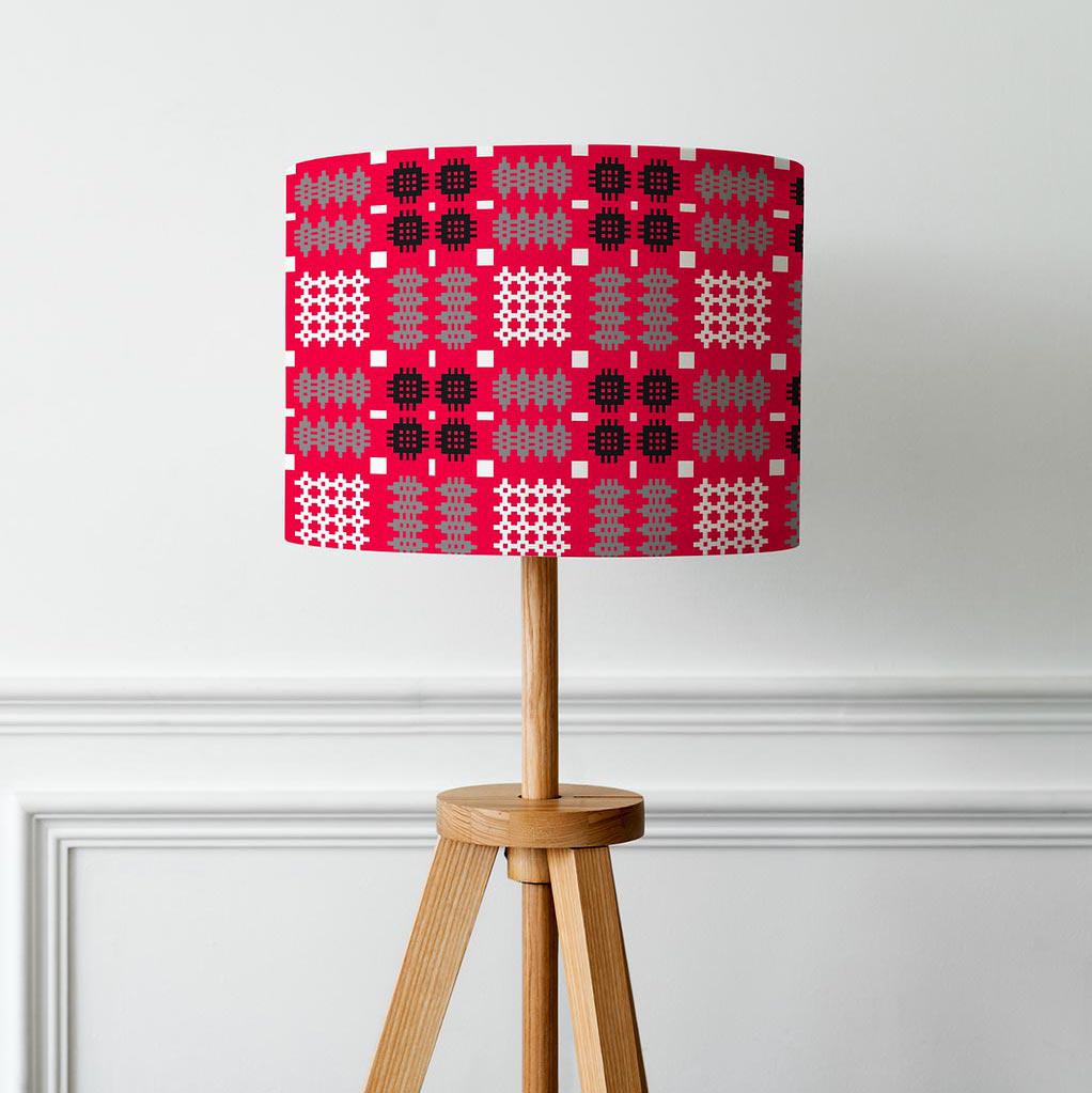 Lamp Shade - Welsh Tapestry Print - Red - Choose Size