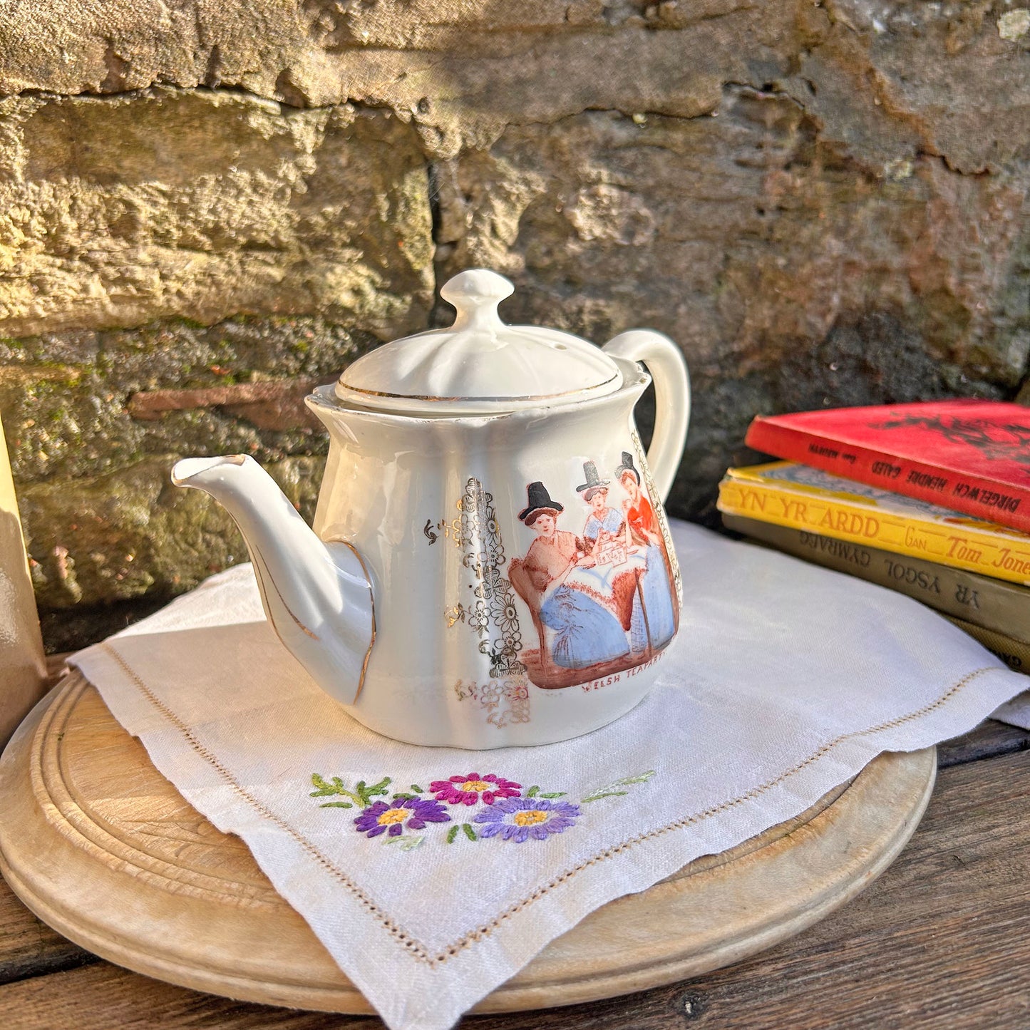 Tea Pot - China - Welsh Tea Party - Antique Souvenir (Preloved)