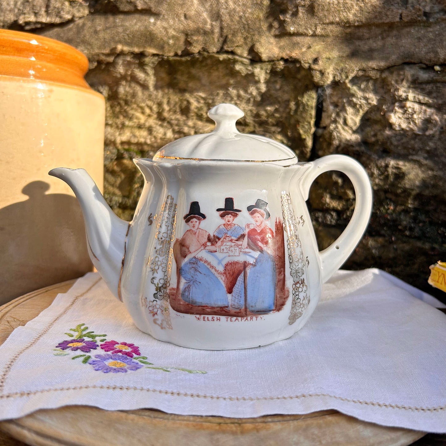 Tea Pot - China - Welsh Tea Party - Antique Souvenir (Preloved)