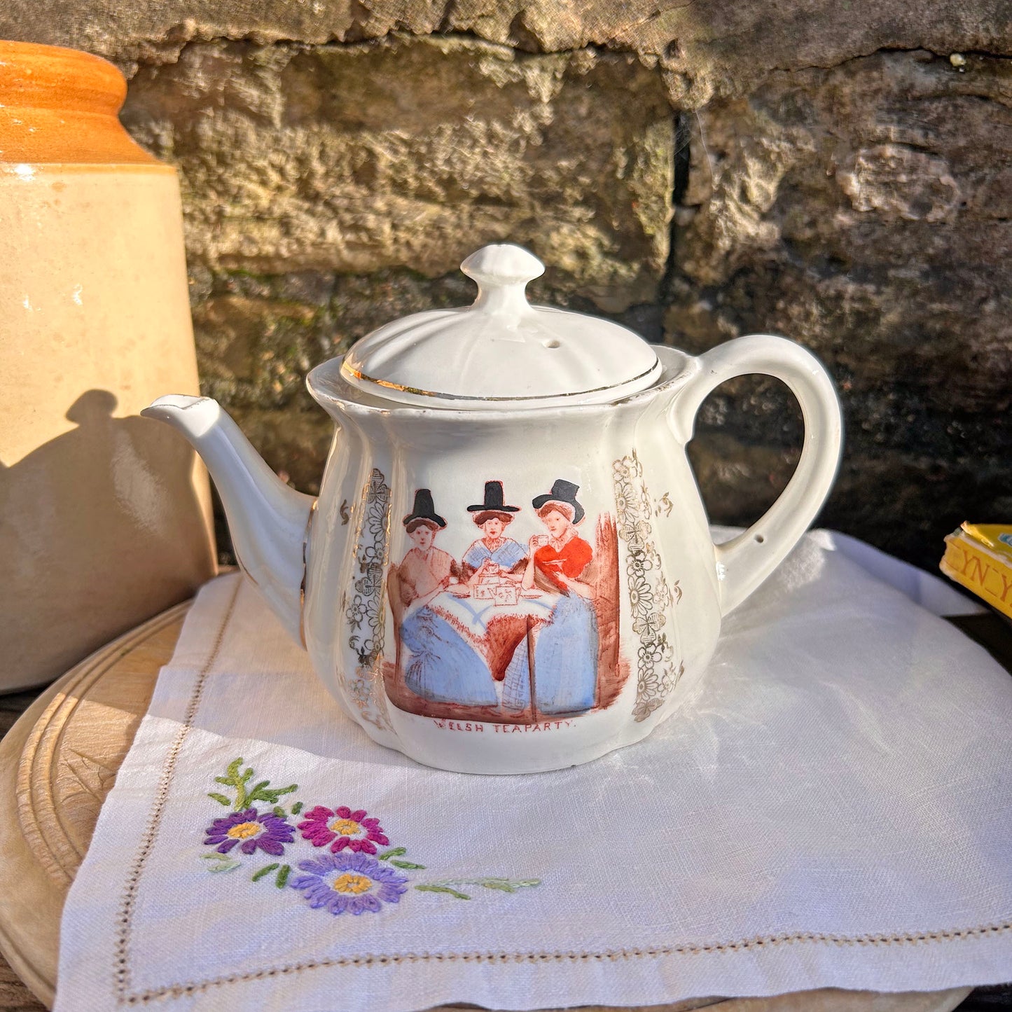 Tea Pot - China - Welsh Tea Party - Antique Souvenir (Preloved)