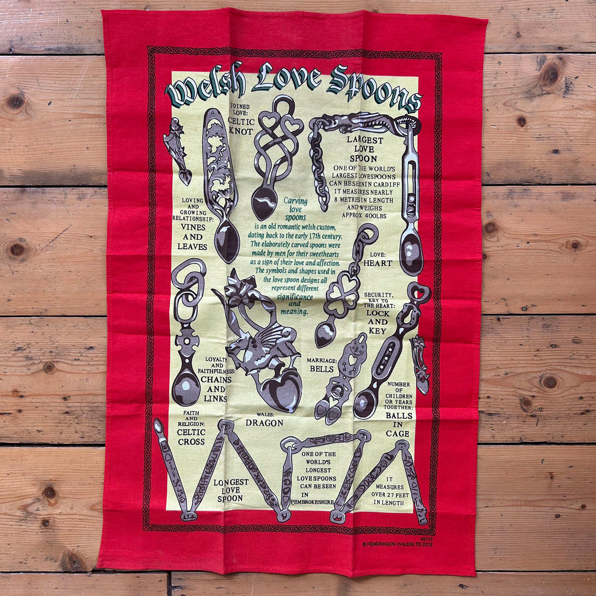 Tea Towel - Welsh Lovespoons / Love Spoons (Preloved)