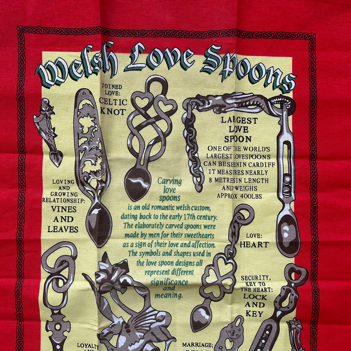 Tea Towel - Welsh Lovespoons / Love Spoons (Preloved)