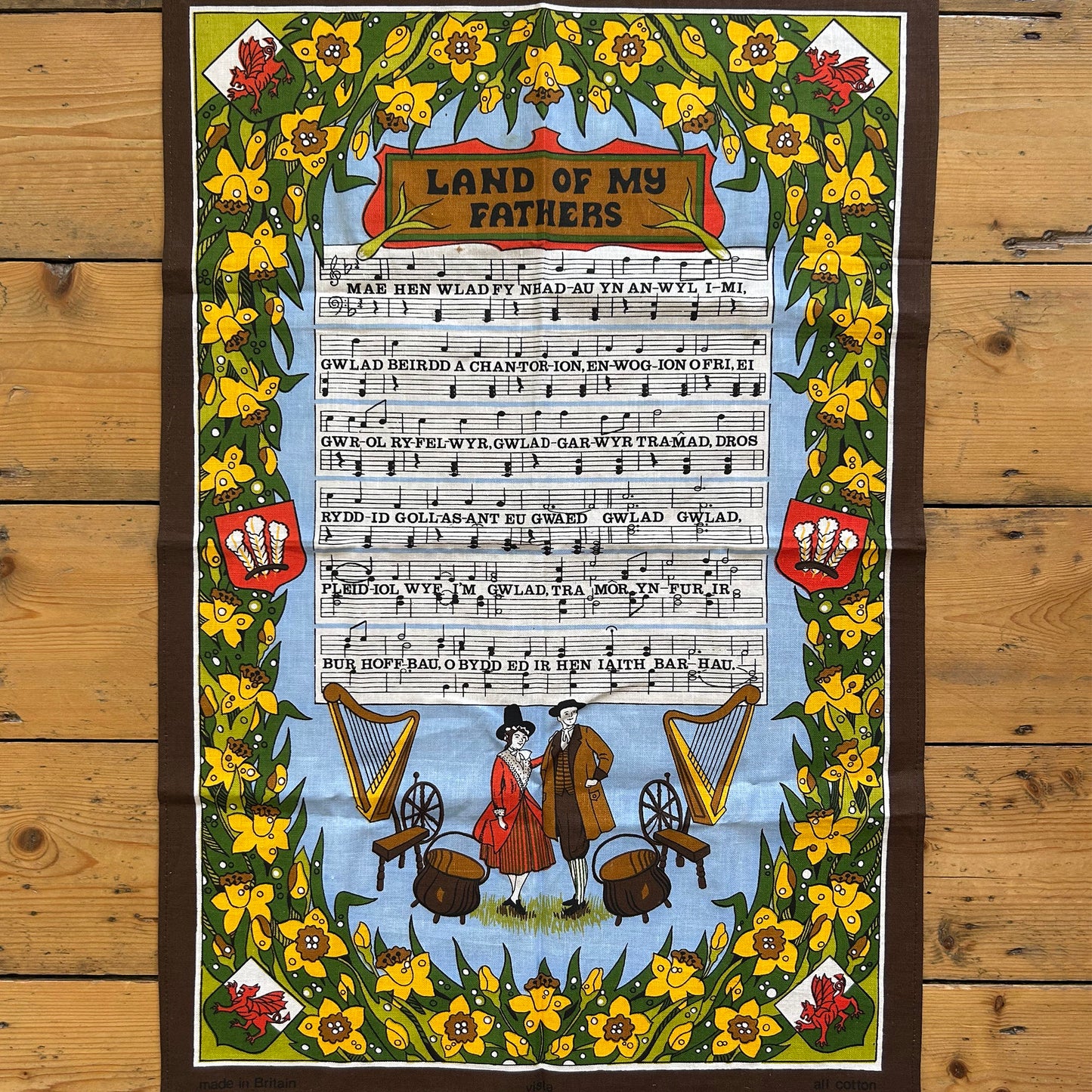 Tea Towel - Welsh National Anthem - Land of my Fathers (Preloved)