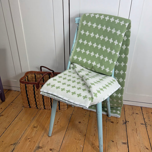 Throw / Blanket - New Wool - Tweedmill Cross - Fern Green
