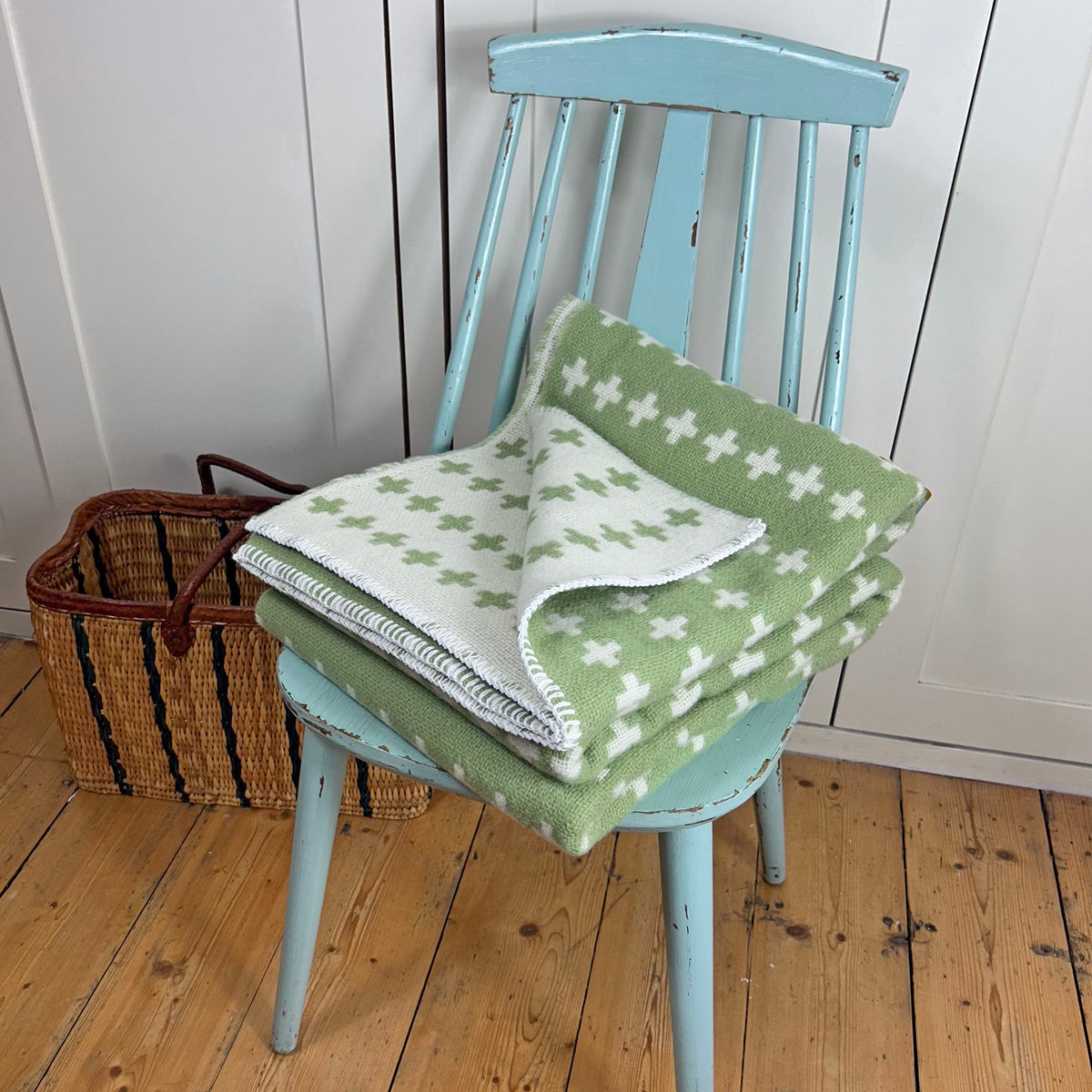 Throw / Blanket - New Wool - Tweedmill Cross - Fern Green