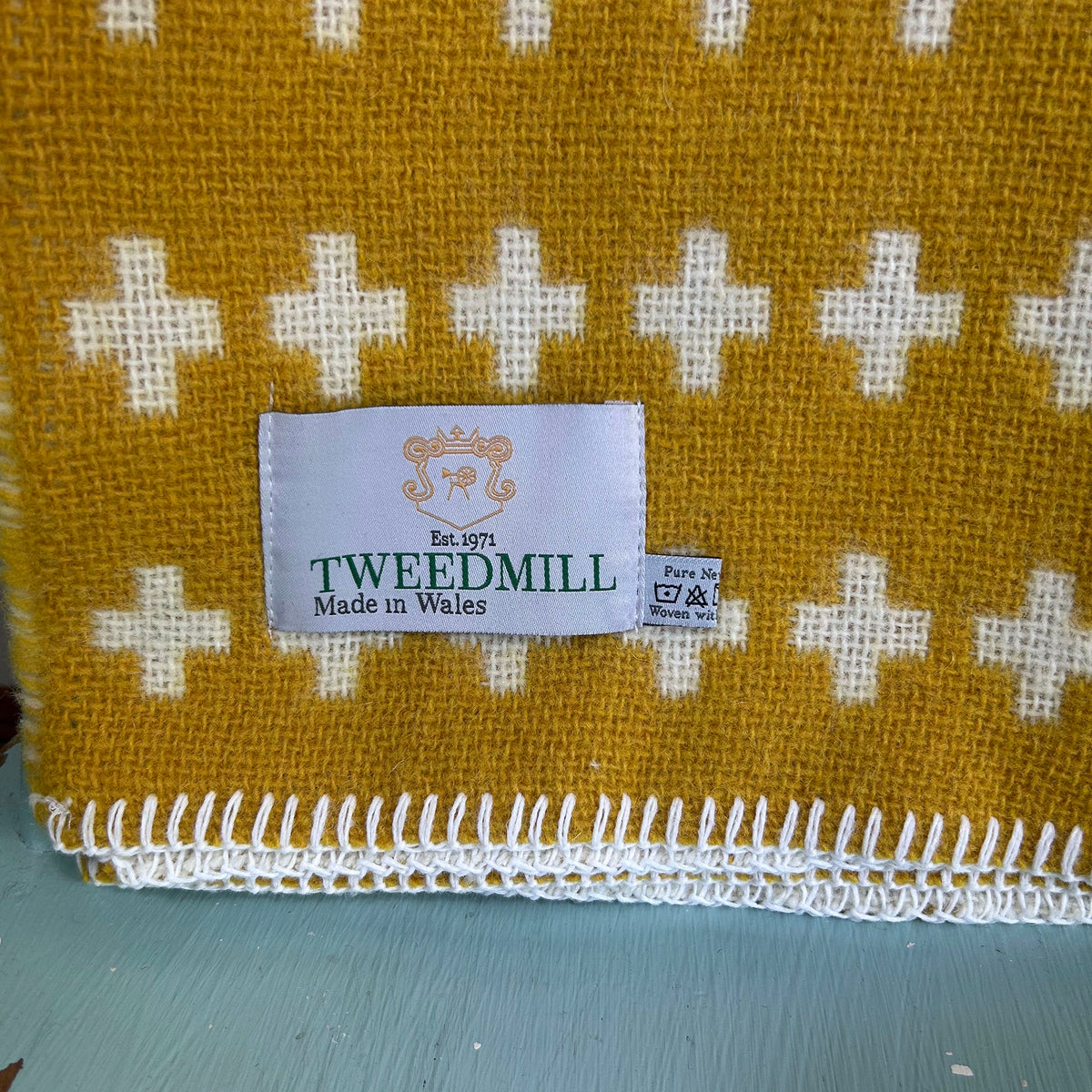 Throw / Blanket - New Wool - Tweedmill Cross - Yellow