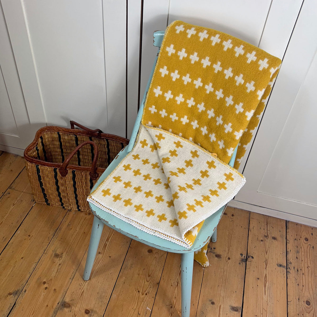 Throw / Blanket - New Wool - Tweedmill Cross - Yellow